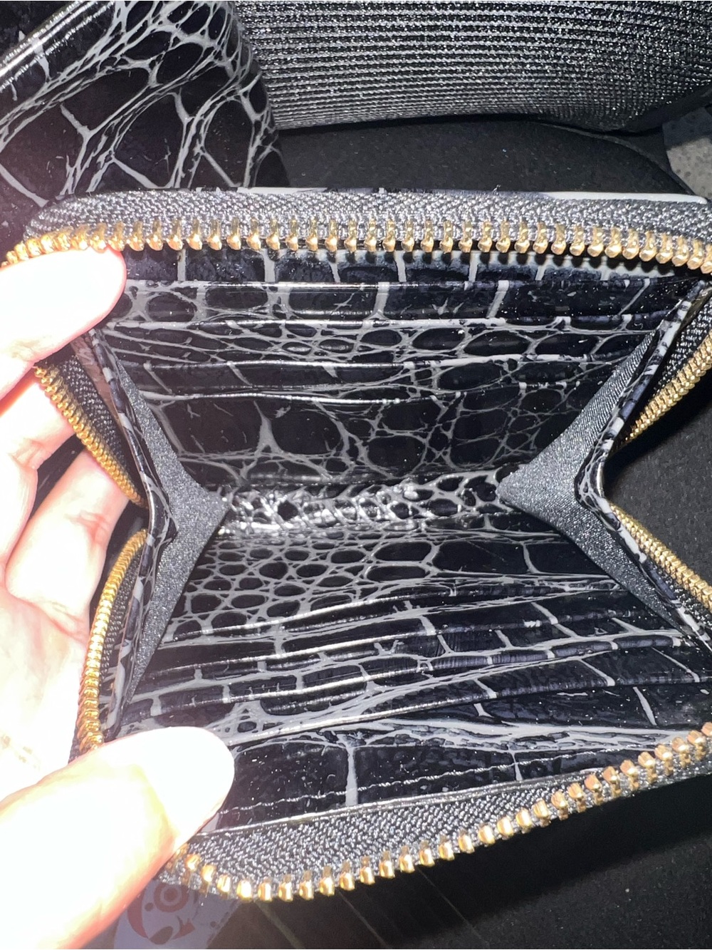 Brahmin Black Croc-Embossed Mini Bucket Bag with Coin Pouch - Picture 4 of 5